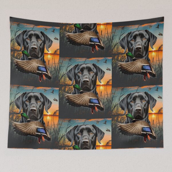 Item preview, Black Labrador Retreiver and Flying Mallard Sunrise Duck Hunt Design designed and sold by LifeCrush.