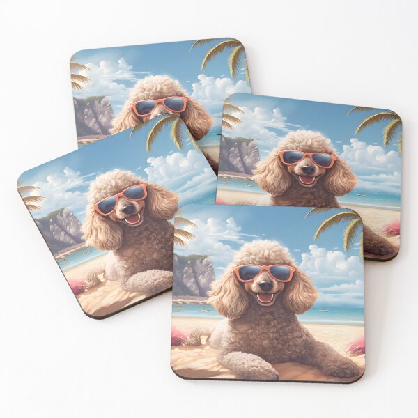 Item preview, Poodle with Sunglasses Relaxing on the Beach designed and sold by danielvec.