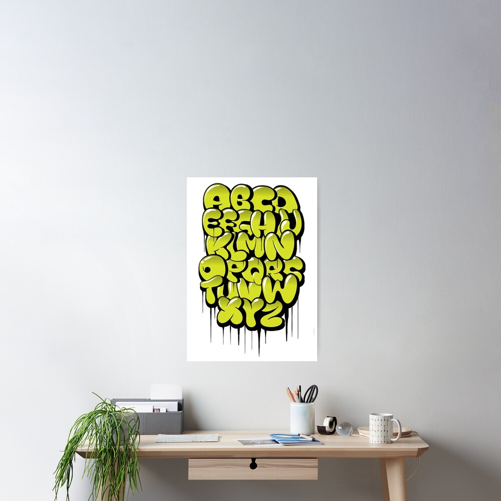 "Hand Drawn Bubble Style Graffiti Alphabet Letters " Poster By KIRART ...