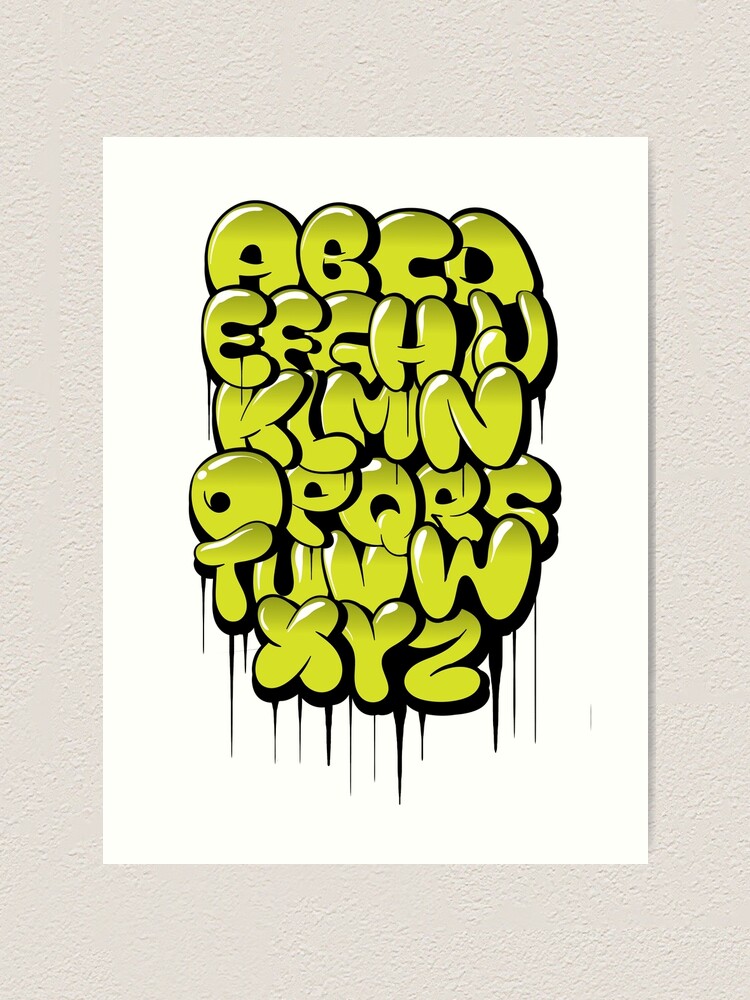 Hand Drawn Bubble Style Graffiti Alphabet Letters Art Print By Kirart Redbubble