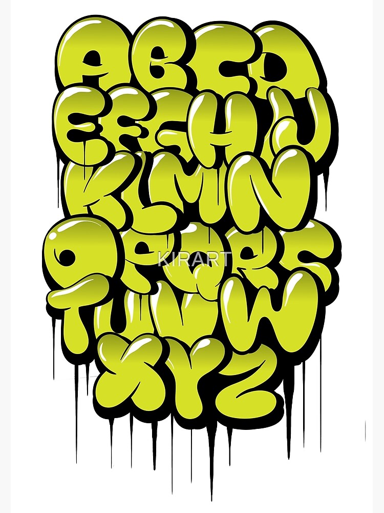 Póster «Mano dibujada burbujas de alfabeto de graffiti de estilo de