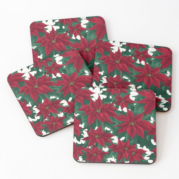 Item preview, A seamless pattern of elegant poinsettia flowers designed and sold by theredsharp.