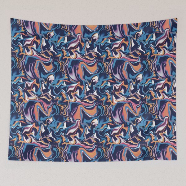Item preview, Colorful Chaos Fluid Art in Blue Orange purple and White designed and sold by AloraDawnEve.