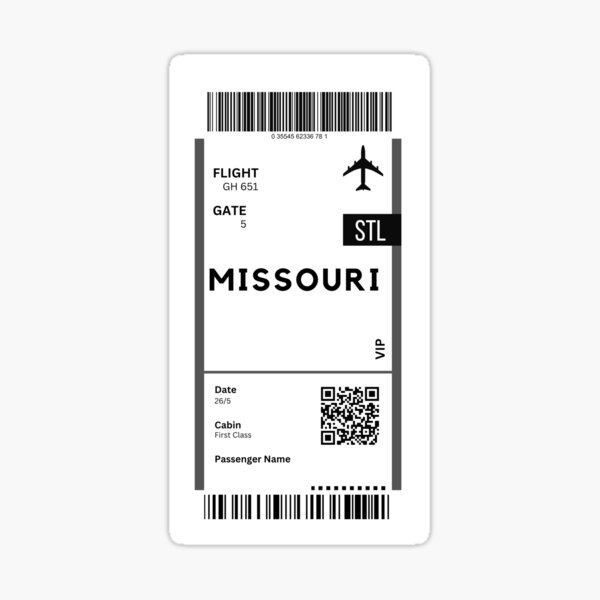 Missouri USA Airplane Boarding Pass