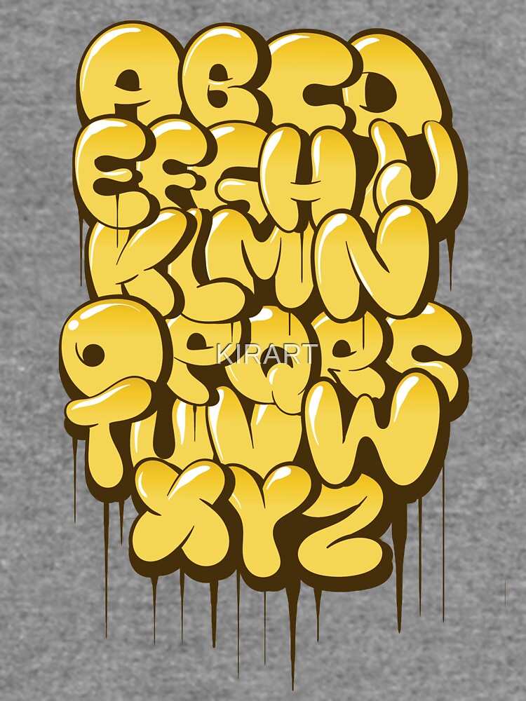 Hand drawn bubble style graffiti alphabet letters color 2 Lightweight  Sweatshirt for Sale by KIRART