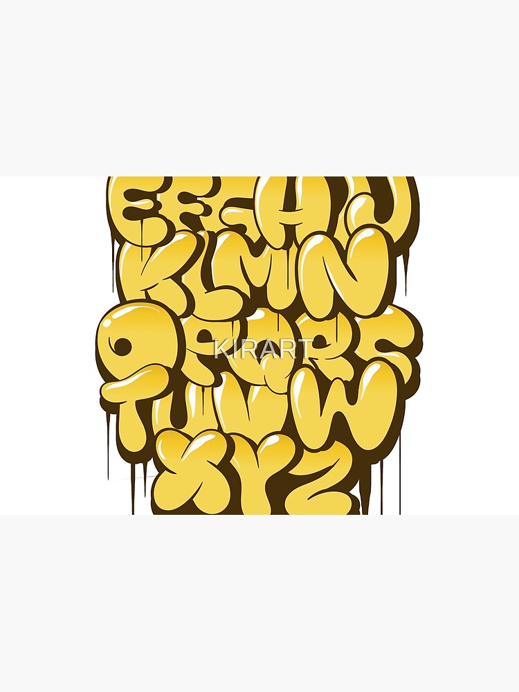 Hand drawn bubble style graffiti alphabet letters color 2