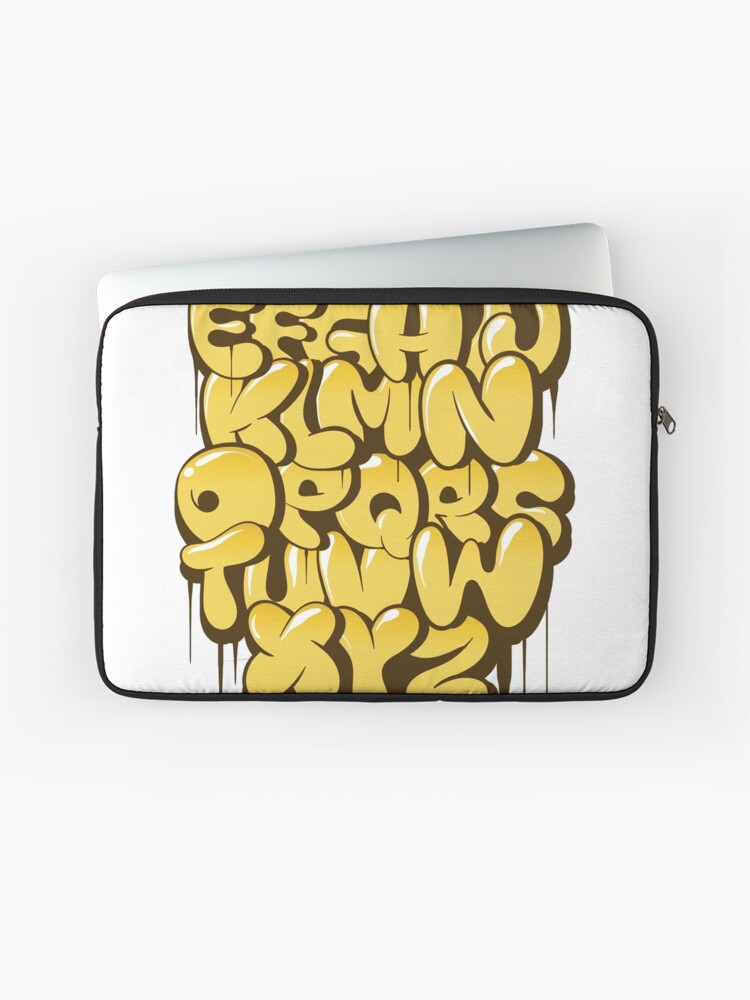 Funda Para Portatil Dibujado A Mano Estilo De Burbujas De Graffiti Letras Alfabeto Color 2 De Kirart Redbubble