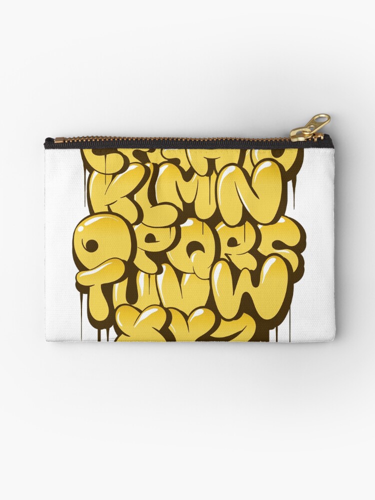 \u0027Hand drawn bubble style graffiti alphabet letters color 2\u0027 Zipper Pouch by KIRART