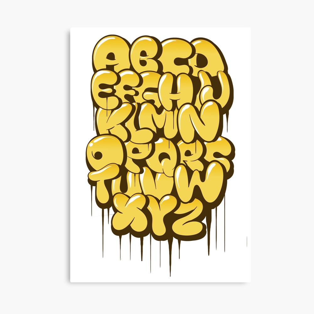 hand drawn bubble style graffiti alphabet letters color 2 photographic print by kirart redbubble