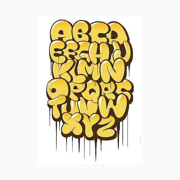 hand drawn bubble style graffiti alphabet letters photographic print by kirart redbubble