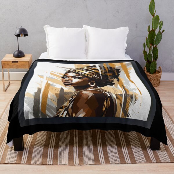 Item preview, AFRICAN WOMAN BLACK GOLD WHITE STRIPES ABSTRACT 1 designed and sold by justyna-s28.