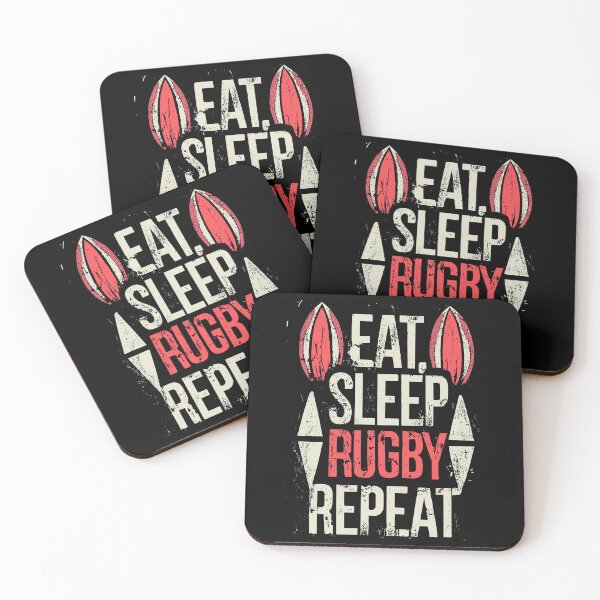 Item preview, Eat Sleep Rugby Repeat Sport Typography designed and sold by Macphisto Shirts.