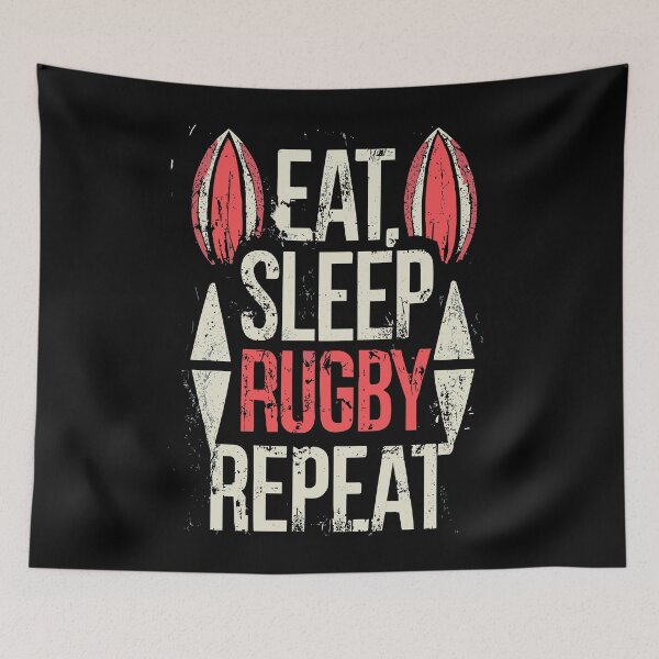 Item preview, Eat Sleep Rugby Repeat Sport Typography designed and sold by Macphisto Shirts.