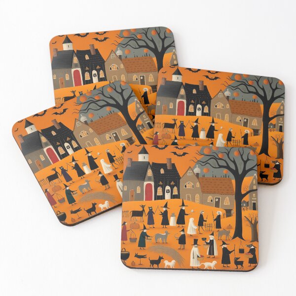 Item preview, Halloween in village,  American folk art designed and sold by Gala-life1.