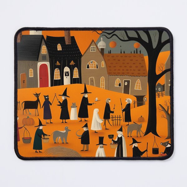 Item preview, Halloween in village, American folk art designed and sold by Gala-life1.