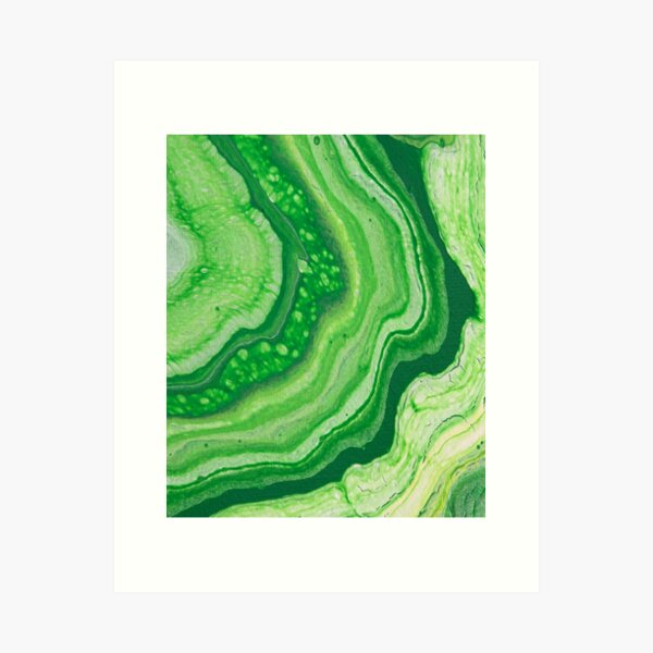 Green Geode Acrylic Pour Art Print