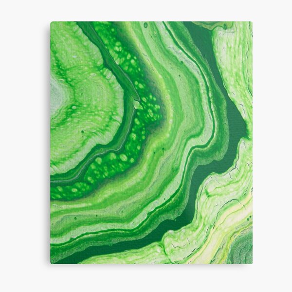 Green Geode Acrylic Pour Metal Print