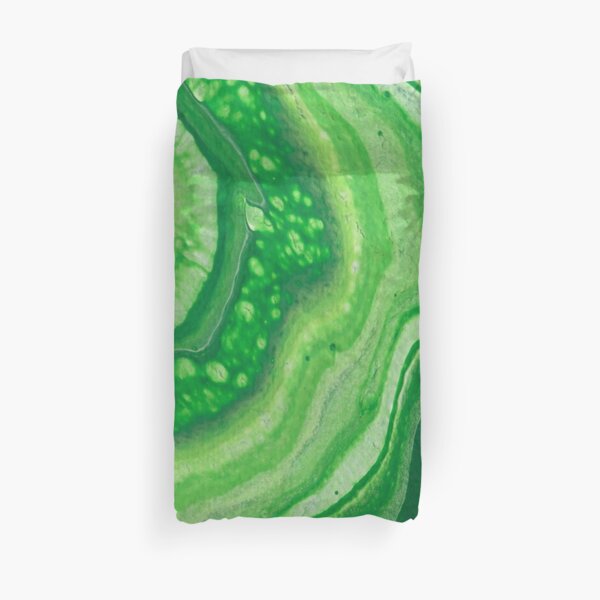 Green Geode Acrylic Pour Duvet Cover