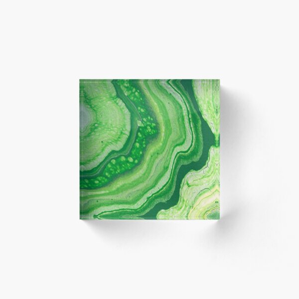 Green Geode Acrylic Pour Acrylic Block