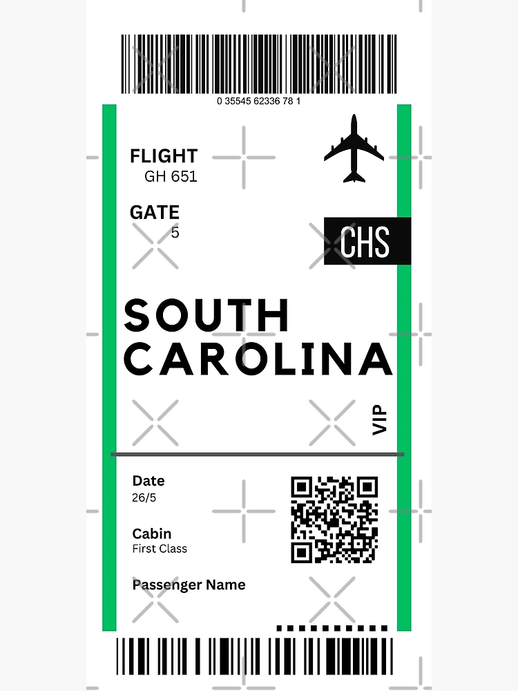 South Carolina, USA Airplane Boarding Pass&quot; Poster for Sale by 