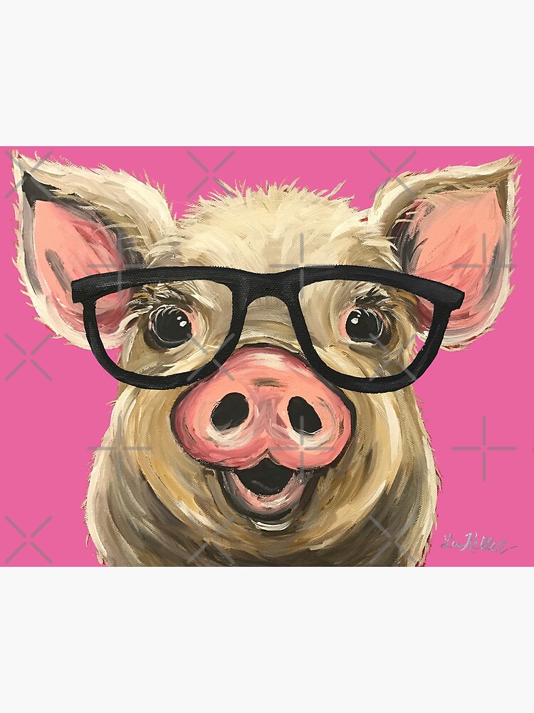 Pig With Glasses Art Cute Pig Art Photographic Print By Leekellerart