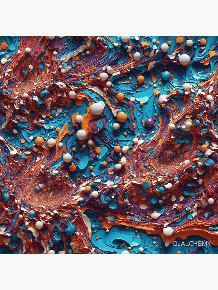 Thumbnail 3 of 3, Sticker, White, orange, blue and purple paint drops and splash designed and sold by DJALCHEMY.
