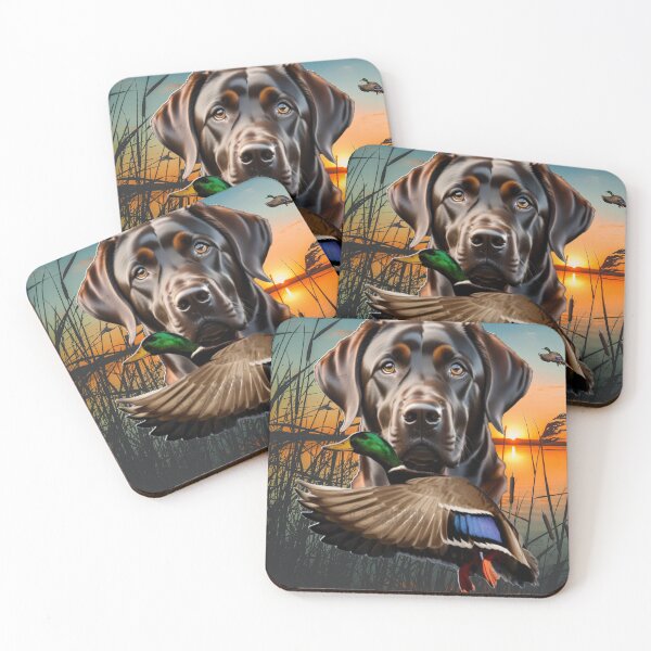 Item preview, Chocolate Labrador Retriever and Flying Mallard Sunrise Duck Hunt Design designed and sold by LifeCrush.