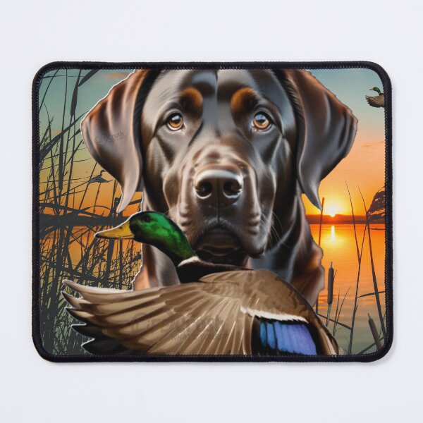 Item preview, Chocolate Labrador Retriever and Flying Mallard Sunrise Duck Hunt Design designed and sold by LifeCrush.