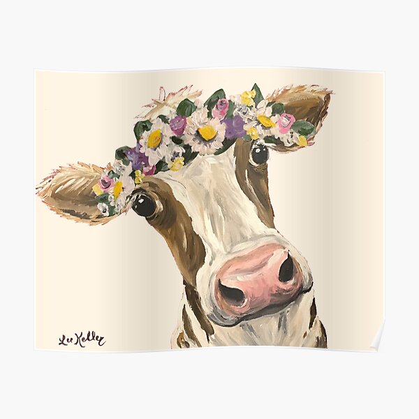 Farmhouse Cow Art, Cute Cow Art Poster