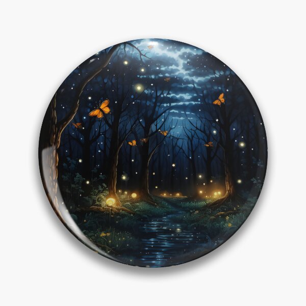 Item preview, Enchanted Night Forest With A Glow Of Fireflies  designed and sold by ticklemyfancies.