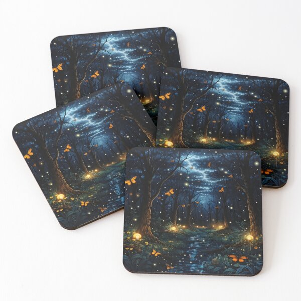 Item preview, Enchanted Night Forest With A Glow Of Fireflies  designed and sold by ticklemyfancies.