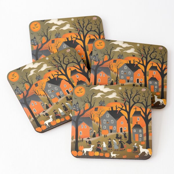 Item preview, Halloween in village,  American folk art 2 designed and sold by Gala-life1.