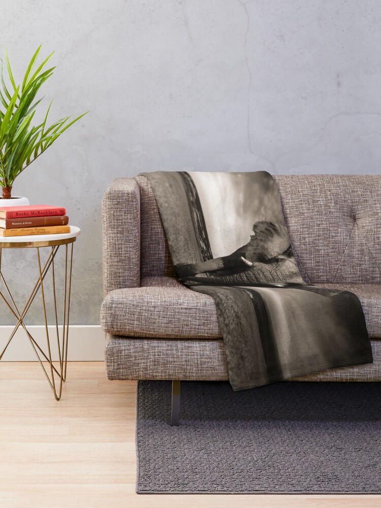 Alternate view of Elephant Black and White Photo-realistic Bull Elephant Print Throw Blanket