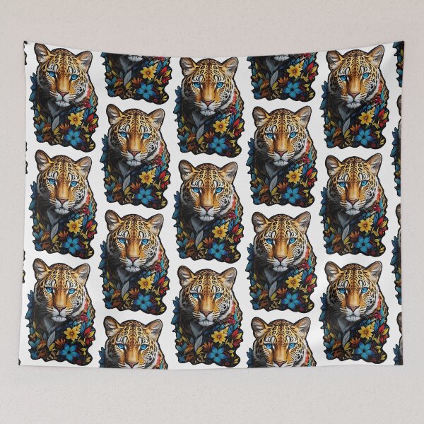 Item preview, Leopard head, flower leopard, Leopard, leopard blue eyes designed and sold by PrintGood.