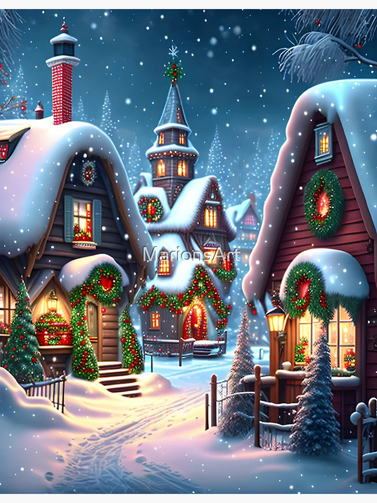 Village miniature de Noël, ciel étoilé - Print Your Love