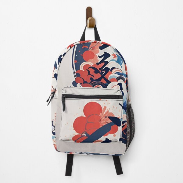 Item preview, Japanese ideogram rising sun with tower, waves and cherry blossoms - Japan style designed and sold by DigitalEmporio.