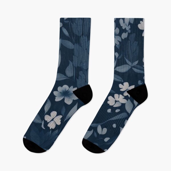 Item preview, Indigo Floral Fabric Pattern designed and sold by PillowTalkyZone.
