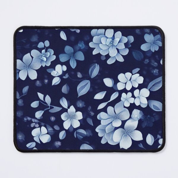 Item preview, Indigo Floral Fabric Pattern designed and sold by PillowTalkyZone.