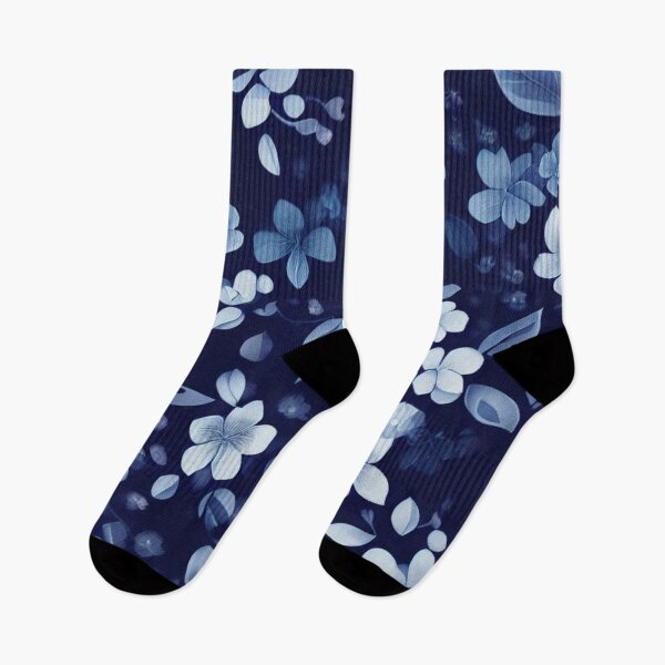Item preview, Indigo Floral Fabric Pattern designed and sold by PillowTalkyZone.