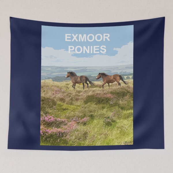 Item preview, Exmoor Ponies Somerset. Exmoor Travel location poster designed and sold by BarbaraGlebska.