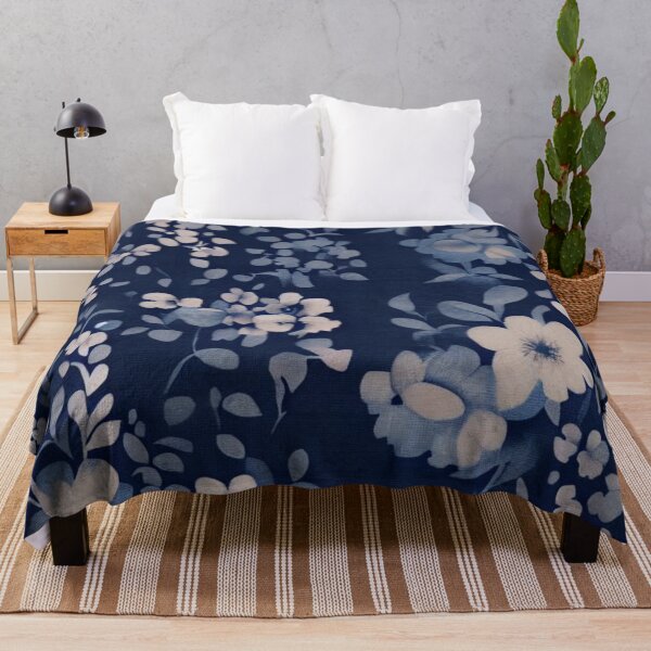 Item preview, Indigo Floral Fabric Pattern designed and sold by PillowTalkyZone.