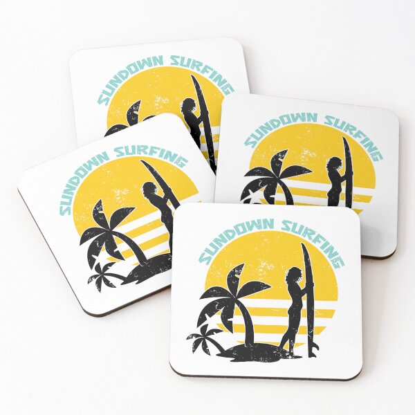 Item preview, Sundown Surfing Surfboard Palm Tree  designed and sold by ArtMeetsPizza.