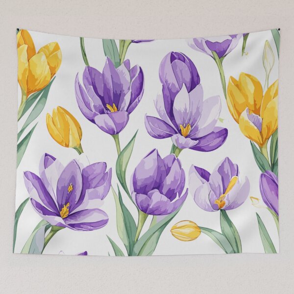 Item preview, Crocus Flower Pattern on White  designed and sold by GraphicsClub.