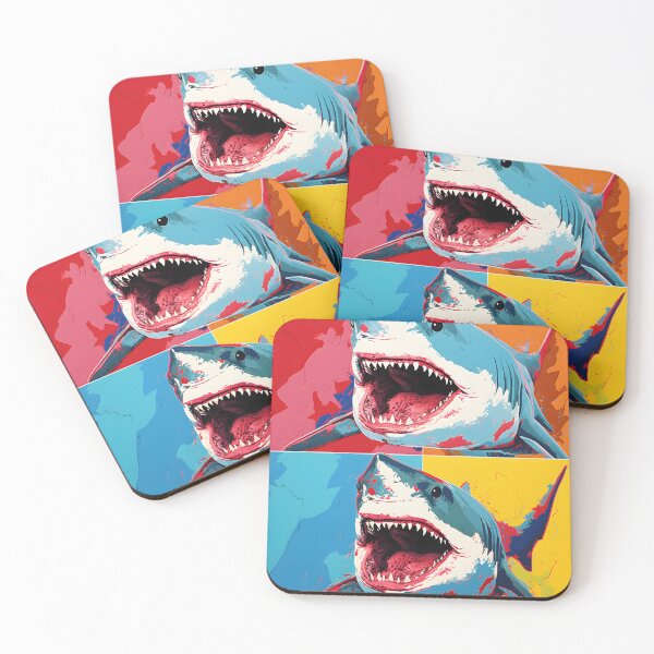 Item preview, shark portrait art. animal colorful. Animal throw pillow.  designed and sold by formform.