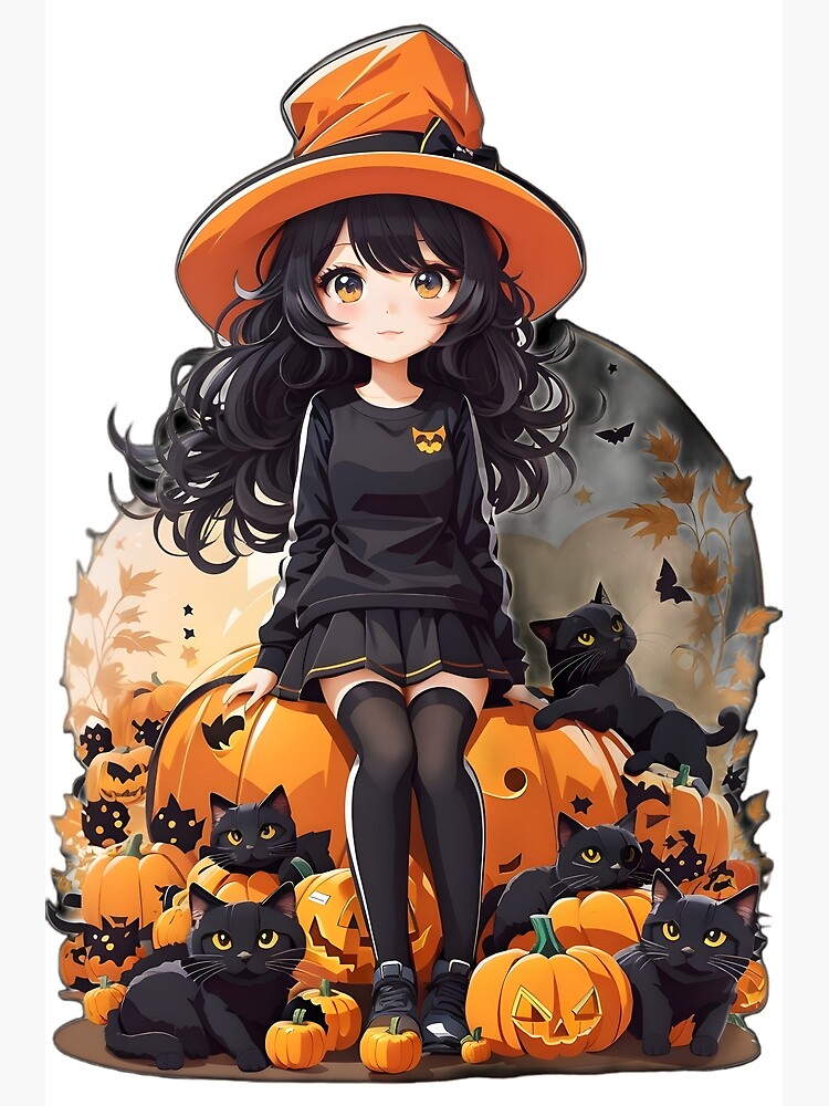 Kawaii Anime Girl in a Halloween Pumpkin - Anime Halloween