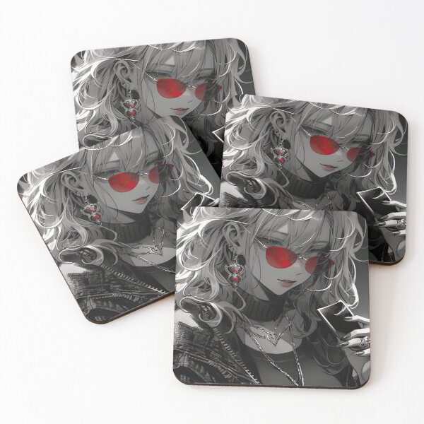 Item preview, Monochrome Muse: Anime Portrait with Red Sunglasses designed and sold by Martin-Designs.