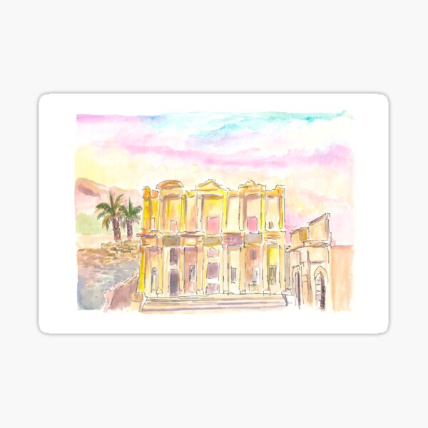 Item preview, Ancient Ephesus with Roman Ruins of Celsus Library in warm Sunlight  designed and sold by artshop77.