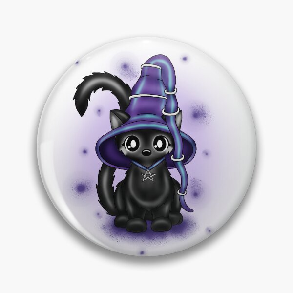 Item preview, cute witch cat with hat designed and sold by Pezi-Creation.