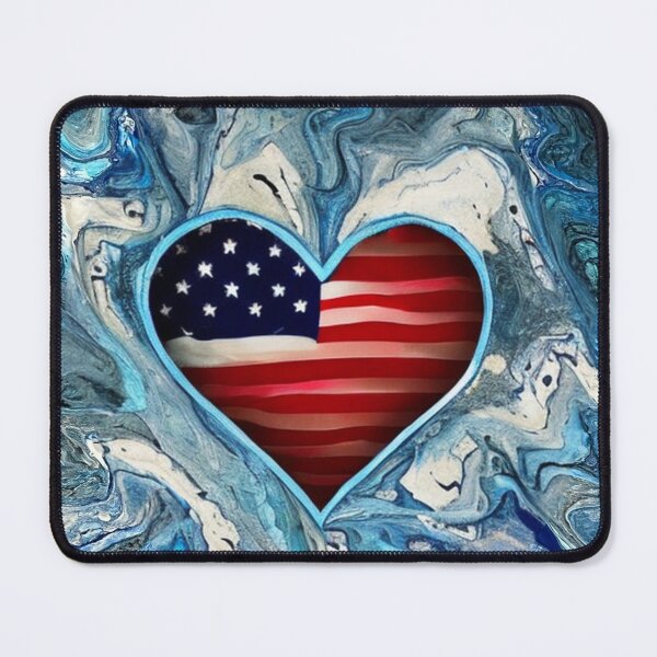 Item preview, American flag heart on blue background  designed and sold by Hmelliger.