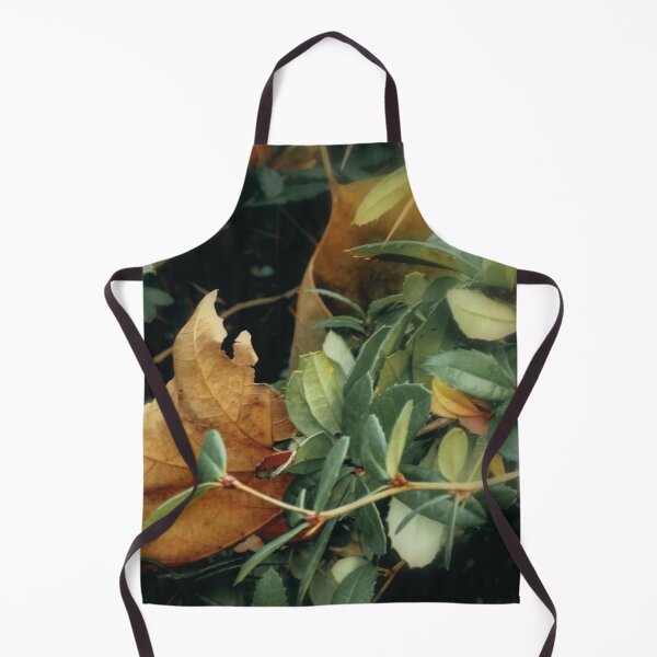 Item preview, "Contrast Play: Green Thorny Shrub Embracing Two Yellowed Withered Leaves" designed and sold by Branislava Tir .